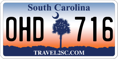 SC license plate OHD716