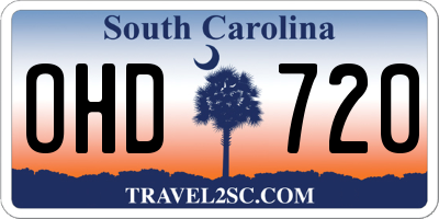 SC license plate OHD720