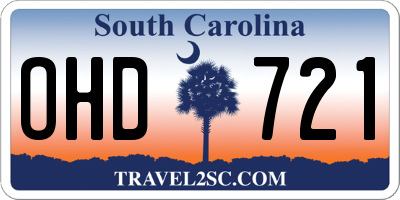 SC license plate OHD721