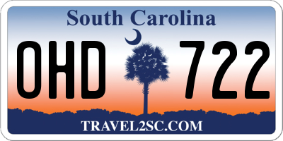SC license plate OHD722