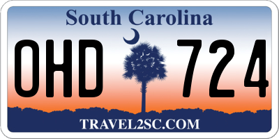 SC license plate OHD724