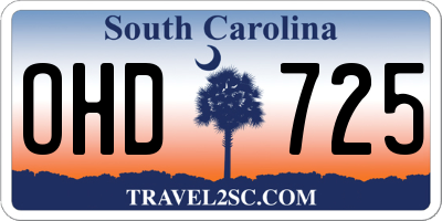 SC license plate OHD725