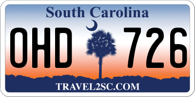 SC license plate OHD726