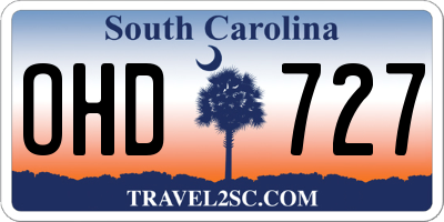 SC license plate OHD727
