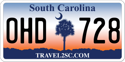 SC license plate OHD728