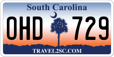 SC license plate OHD729