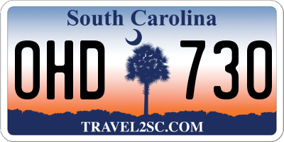 SC license plate OHD730