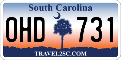 SC license plate OHD731