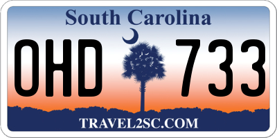 SC license plate OHD733