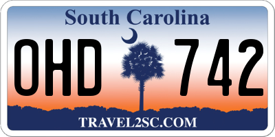 SC license plate OHD742