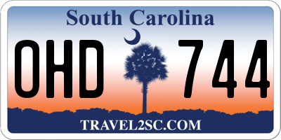 SC license plate OHD744