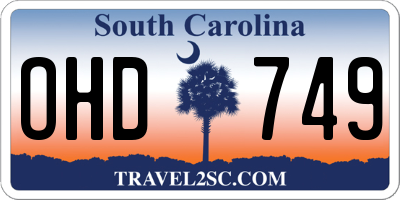 SC license plate OHD749