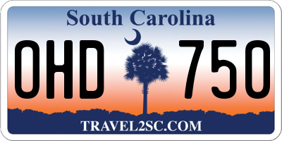 SC license plate OHD750