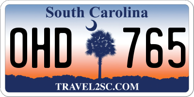 SC license plate OHD765