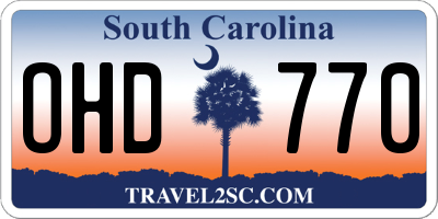 SC license plate OHD770