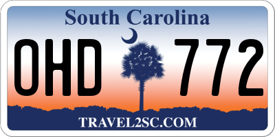 SC license plate OHD772