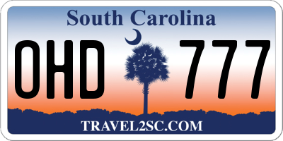 SC license plate OHD777