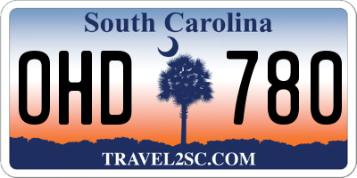 SC license plate OHD780