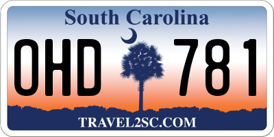 SC license plate OHD781