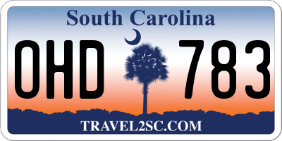 SC license plate OHD783