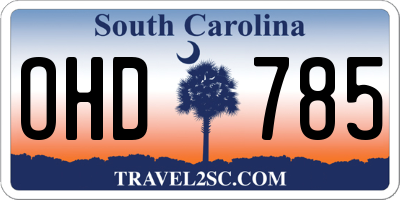 SC license plate OHD785
