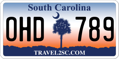 SC license plate OHD789
