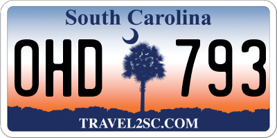 SC license plate OHD793
