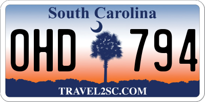 SC license plate OHD794