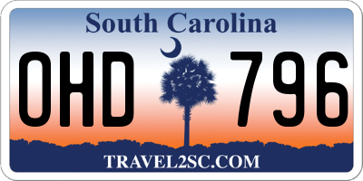 SC license plate OHD796