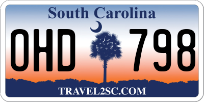 SC license plate OHD798