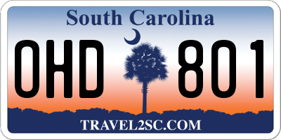 SC license plate OHD801