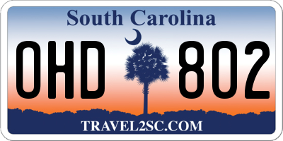 SC license plate OHD802