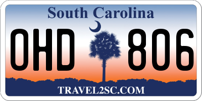 SC license plate OHD806