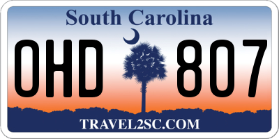 SC license plate OHD807