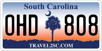 SC license plate OHD808