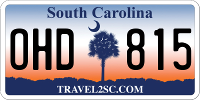SC license plate OHD815