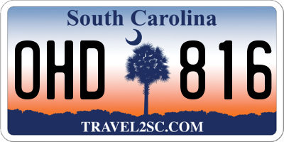 SC license plate OHD816