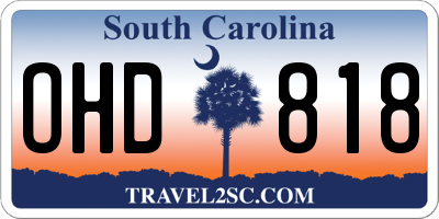 SC license plate OHD818