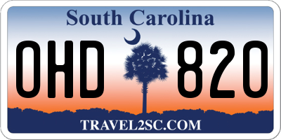 SC license plate OHD820