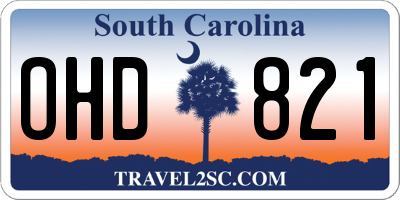 SC license plate OHD821