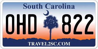SC license plate OHD822