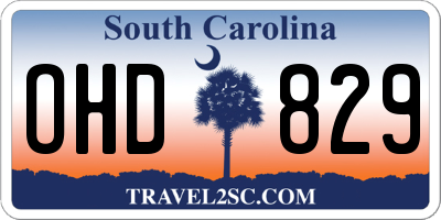 SC license plate OHD829