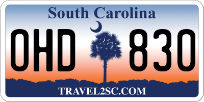 SC license plate OHD830