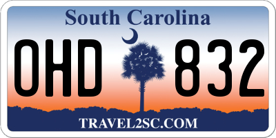 SC license plate OHD832