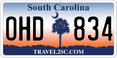 SC license plate OHD834