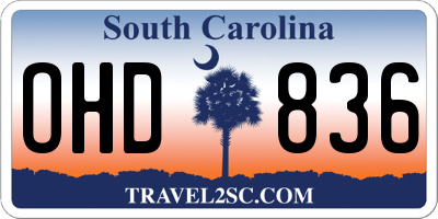 SC license plate OHD836