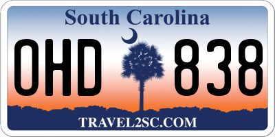 SC license plate OHD838