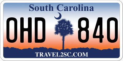 SC license plate OHD840