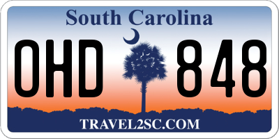 SC license plate OHD848