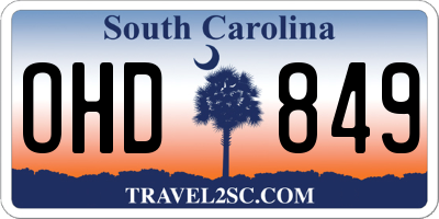 SC license plate OHD849